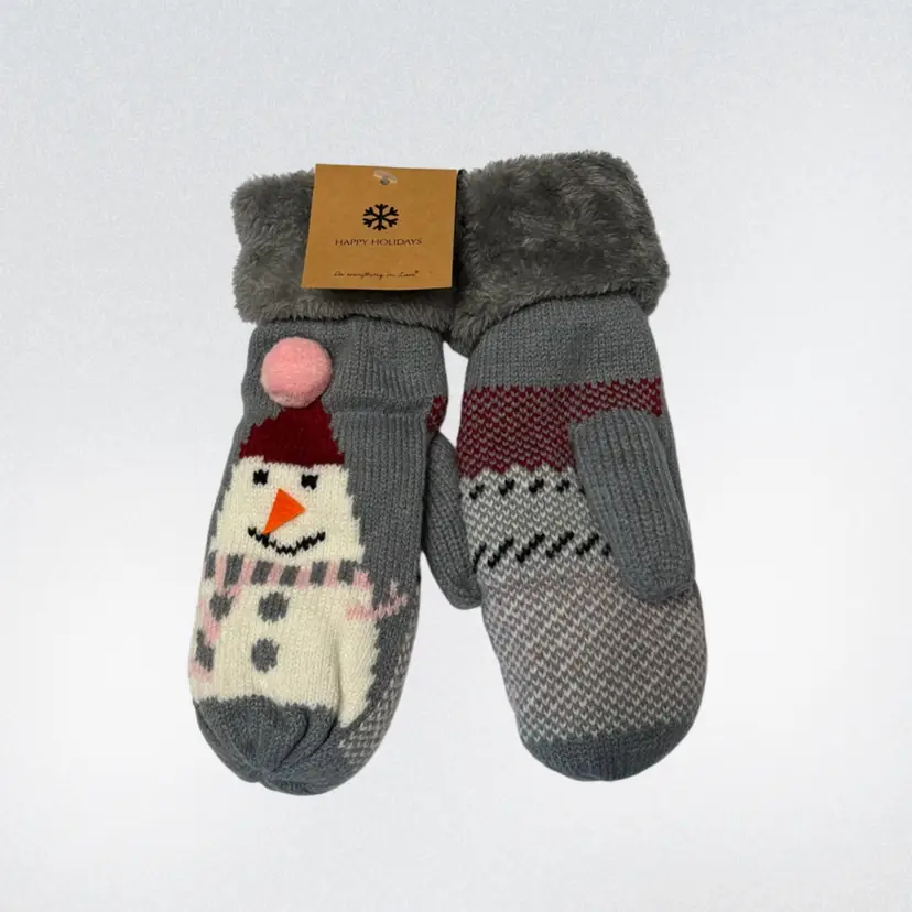Cozy Snowman Holiday Mittens – One Size