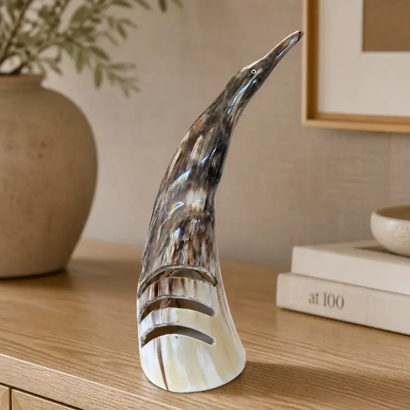 Vintage Abstract Hand Carved Bird Sculpture, 11"