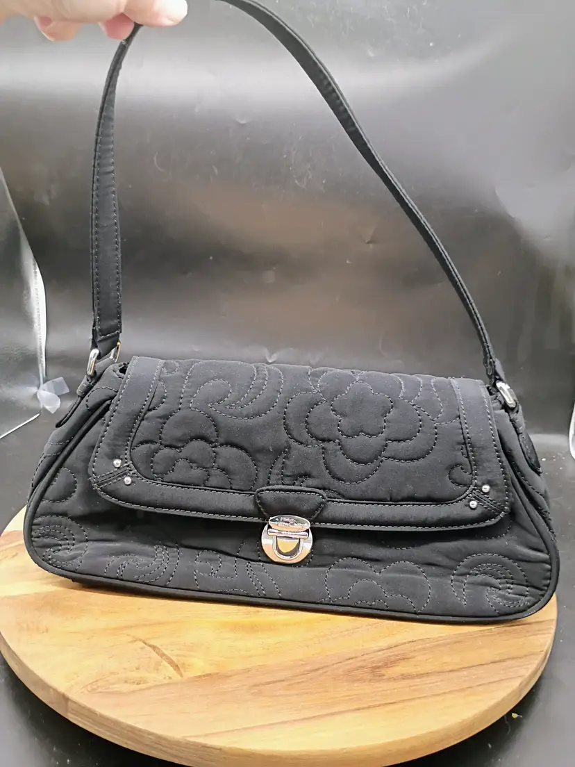 Vera Bradley Black Quilted Purse Classic Blk/ White Floral Lining Y2K Style