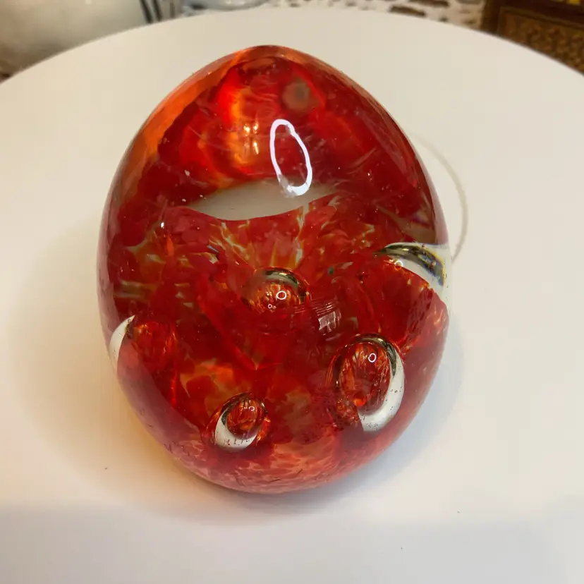 Red Flower In Clear Paper Weight