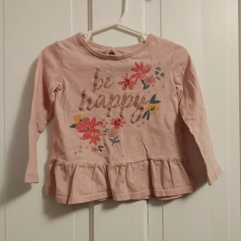 Kids- Brand: Carter's. Size 2T. Pink Be Happy shirt. Material- 100% cotton. No callouts.
