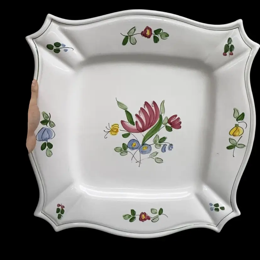 Vintage Italian Maioliche Il Bargello Hand-Painted Floral Serving Platter