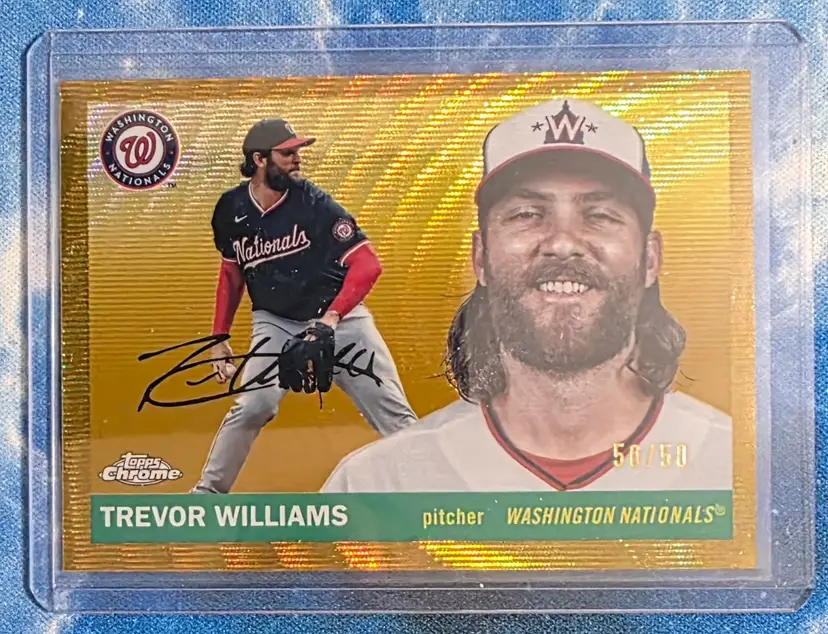 Trevor Williams 2025 Topps Chrome Platinum Gold Wave Refractor /50 #107 Washington Nationals