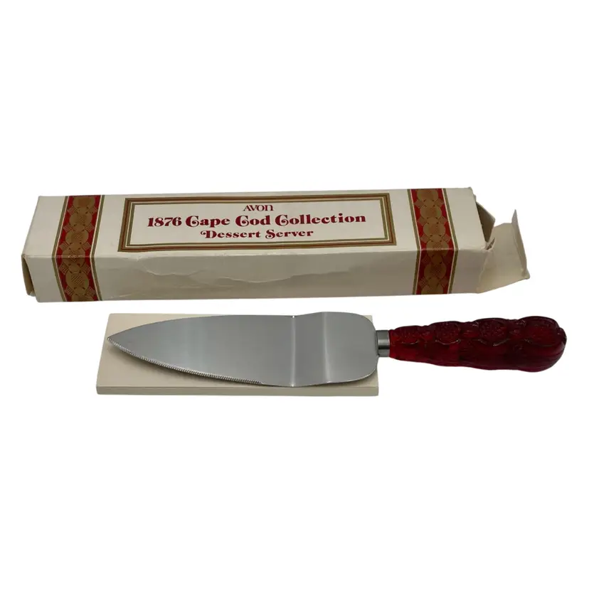 Vintage Avon 1876 Cape Cod Ruby Red Dessert Pie Cake Server, with Sleeve & Box