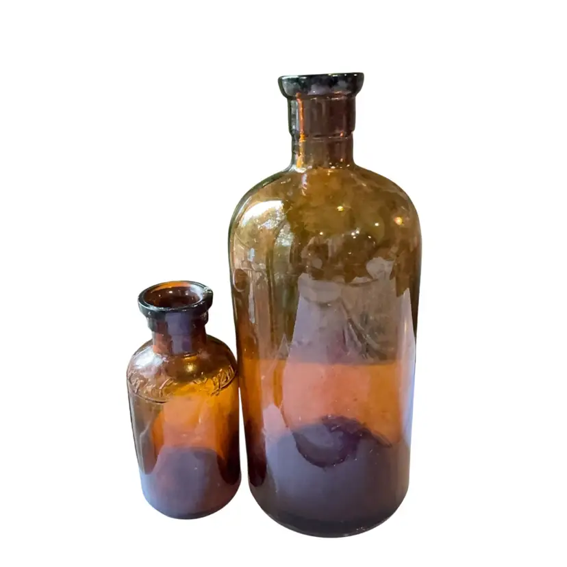 Vintage Amber Glass Bottles
