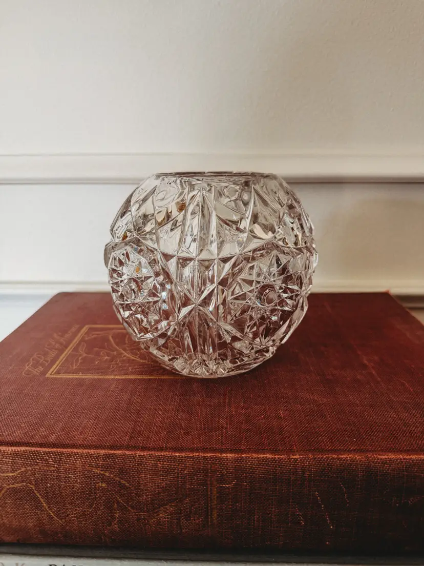 EAPG Clear Rose Bowl, Star & Diamond Pattern