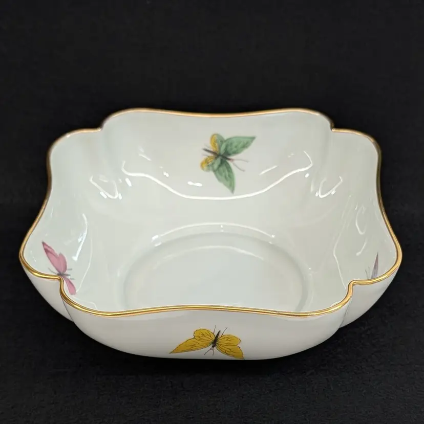 Vintage A. Vignaud Limoges France Porcelain Butterfly Bowl Gold Rim Dish 6.5"