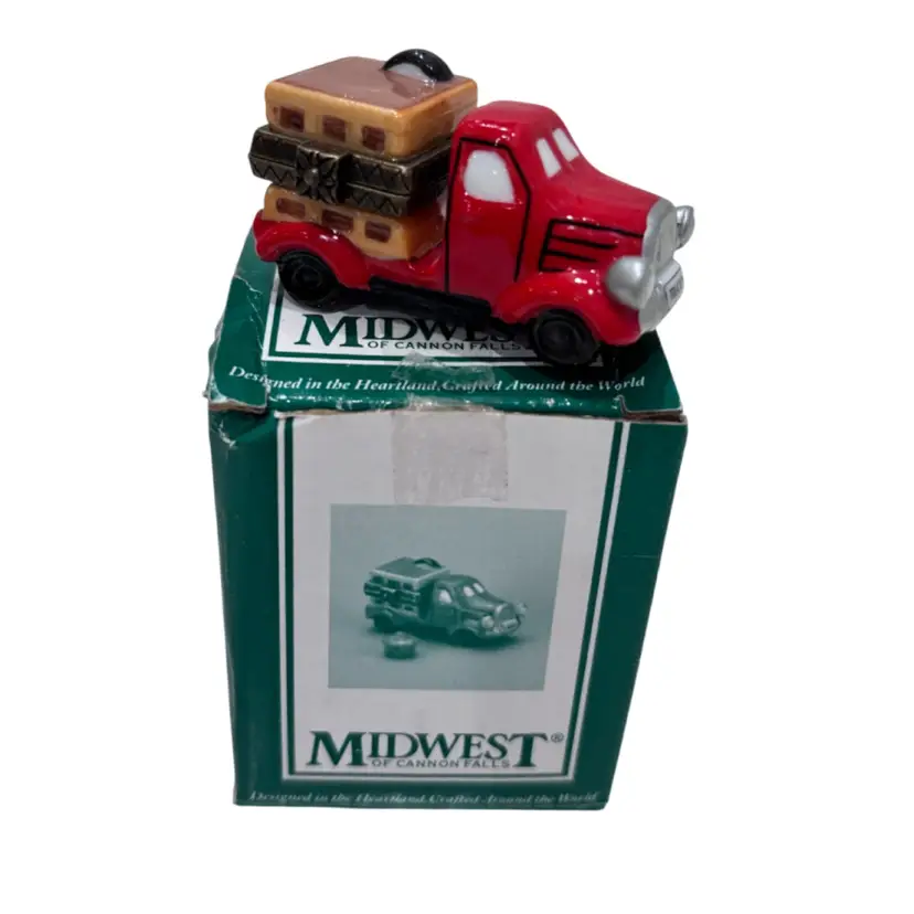 Vintage Midwest Of Canon Falls Hinged Trinket Box Truck With Original Trinket And Box