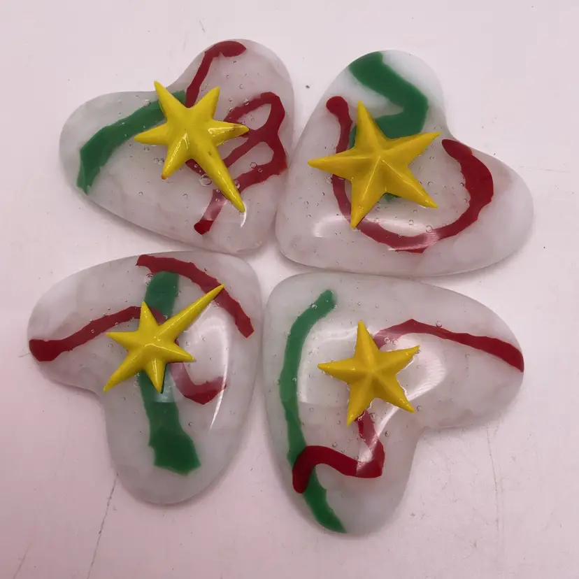 Made by Me! Fused Glass Pocket Heart Christmas Star 1.75” Handcrafted Studio Art
