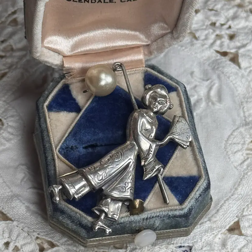 Vintage Sterling Silver Lang Lady Brooch 2”