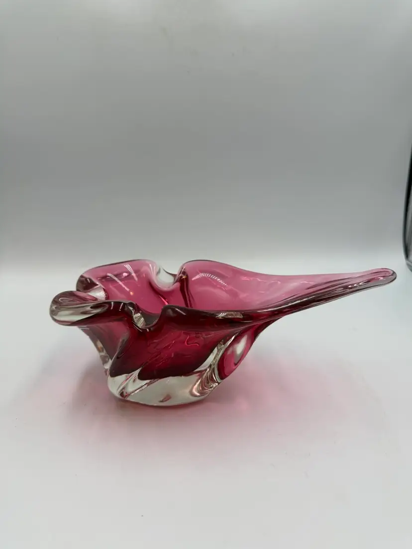 “Vintage Cranberry Free-Form Art Glass Centerpiece