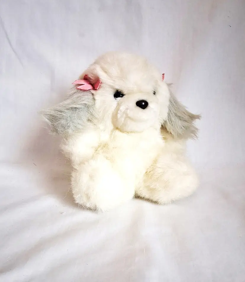 Preowned 6" White Plush Puppy Stuffed Animal