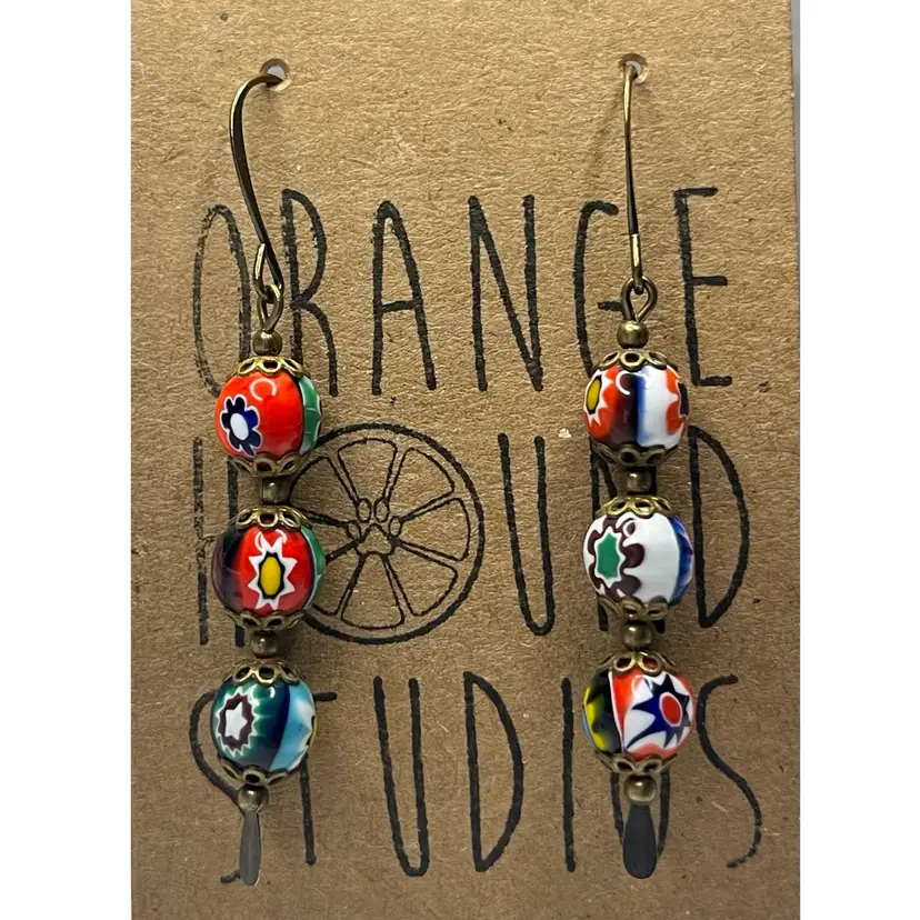 #3 Vintage Venetian Glass Bead Earrings - Handmade by Me