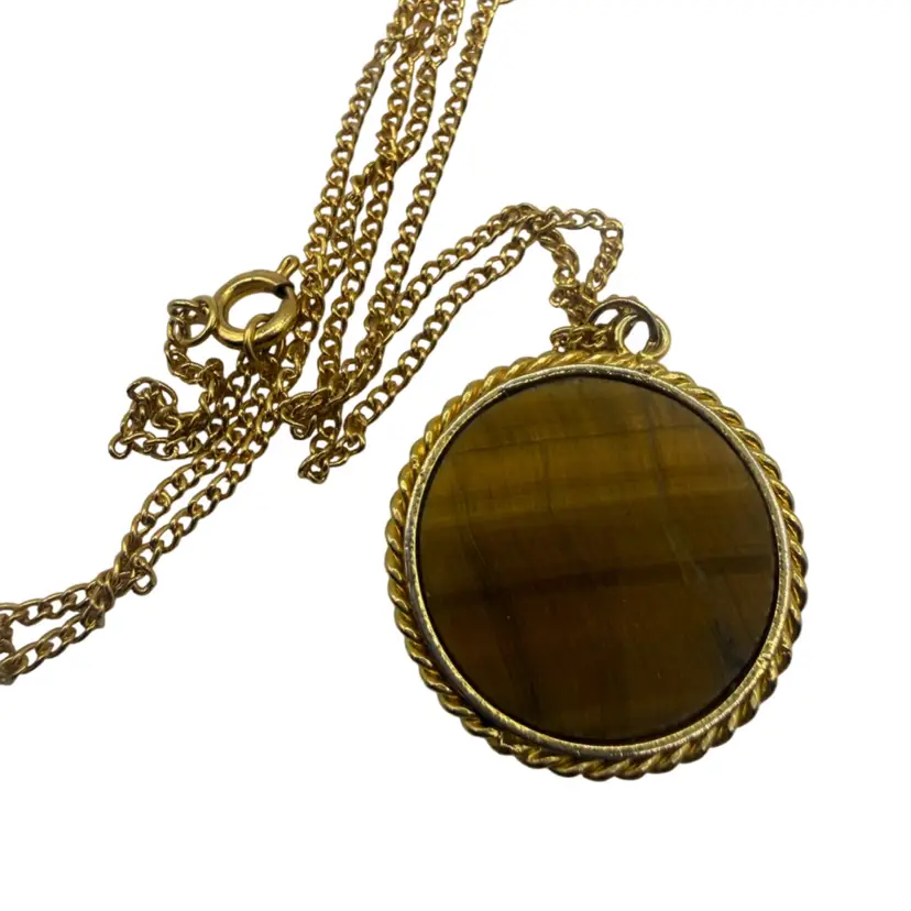 Vintage Tiger Eye Pendant Necklace