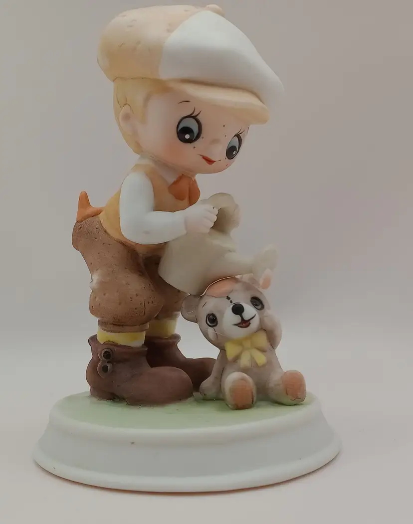 Vtg 1970's George Good Boy in Newsboy Cap and Teddy Bear Figurine