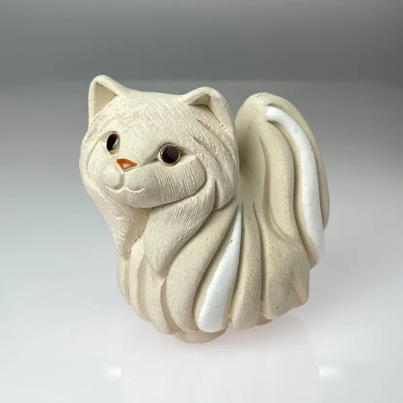 SS 🪩✨| Artesania Rinconada White Persian Cat #83 Clay Pottery Vintage Uruguay 3"