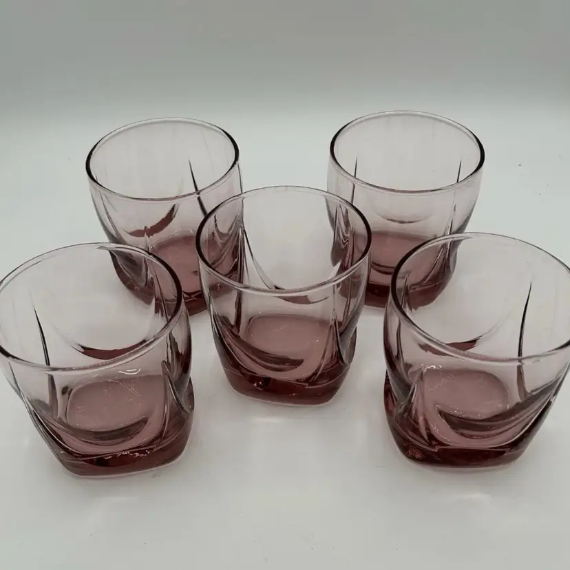 Set Of 5 Vintage Libbey Imperial Plum Old Fashioned Lowball Glasses Drinkware