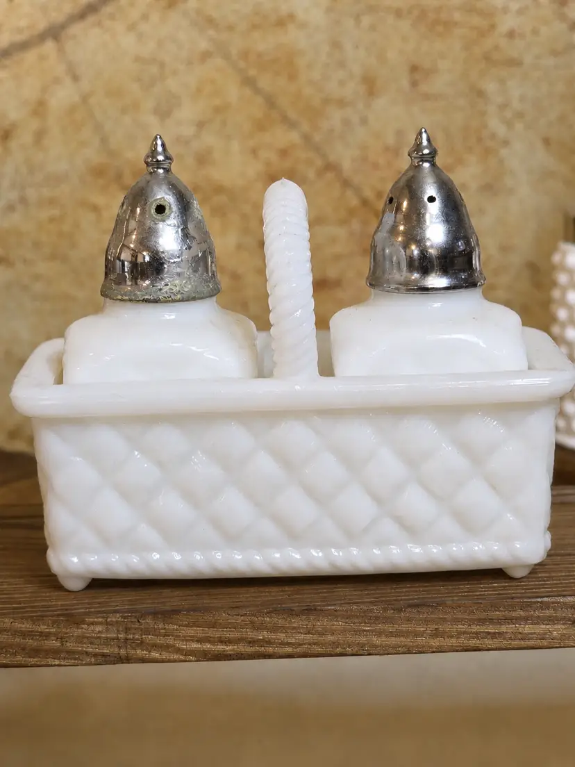 Vintage Milk Glass Salt and Pepper Shakers