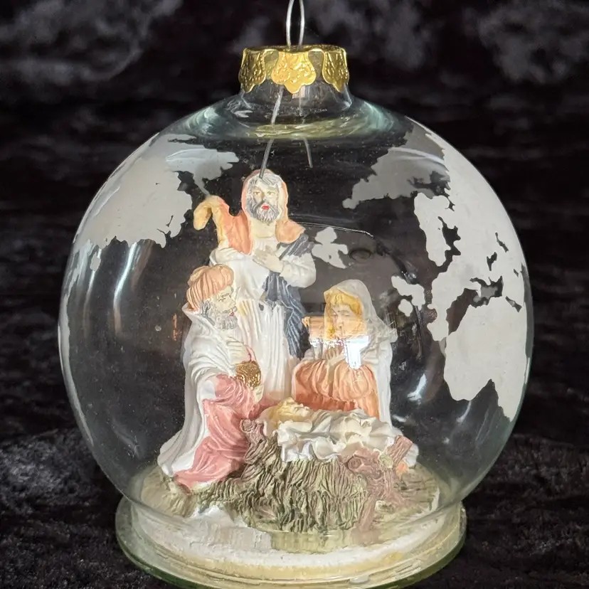 Vintage House Of Lloyd Glass Nativity Bauble World Globe Ornament 1993 Christmas