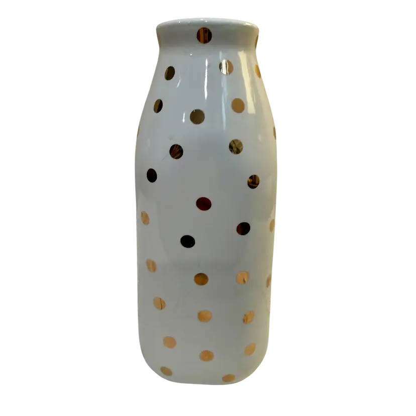 White Ceramic Vase Gold Polka Dots Francesca's Collection