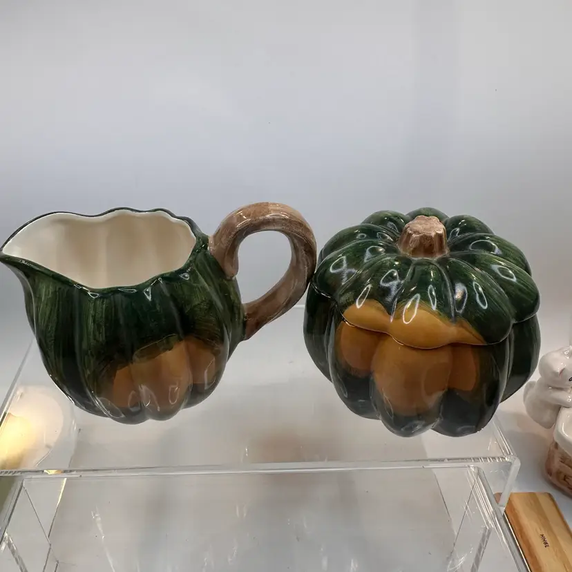 Fitz & Floyd 1989 Pumpkin Sugar & Creamer