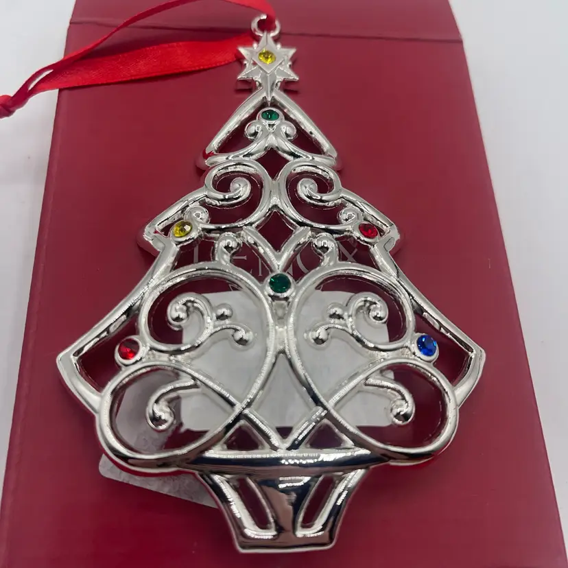 Lenox Sparkle And Scroll Christmas Tree Ornament With Jewels