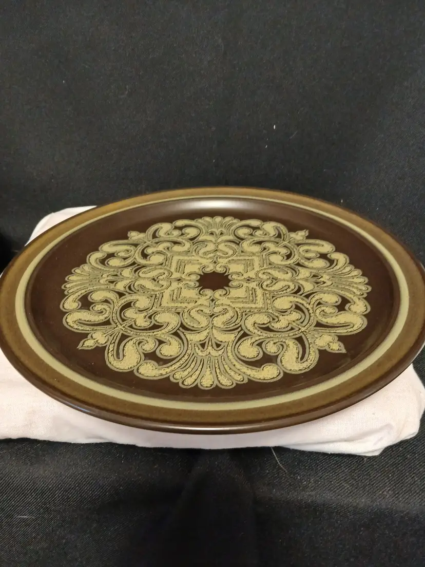Vintage Brown Mandala Ceramic Plate