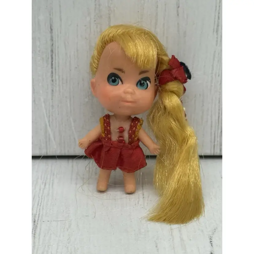 Liddle Kiddles Lucky Locket Lorna Doll Only Mattel Vtg 1966 Red Dress Blonde