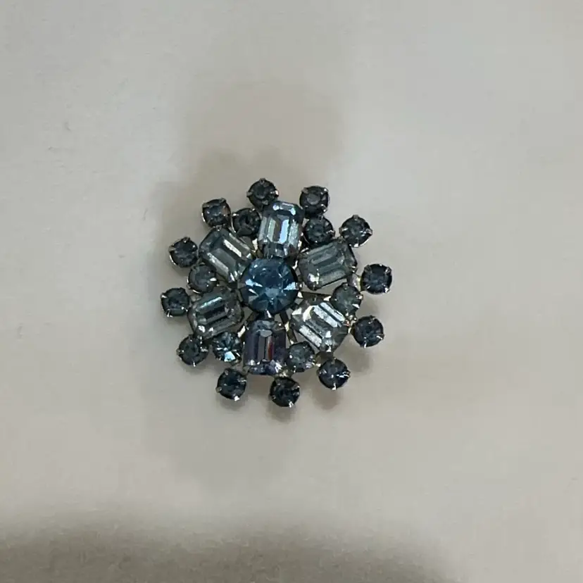 Blue Rhinestone Brooch