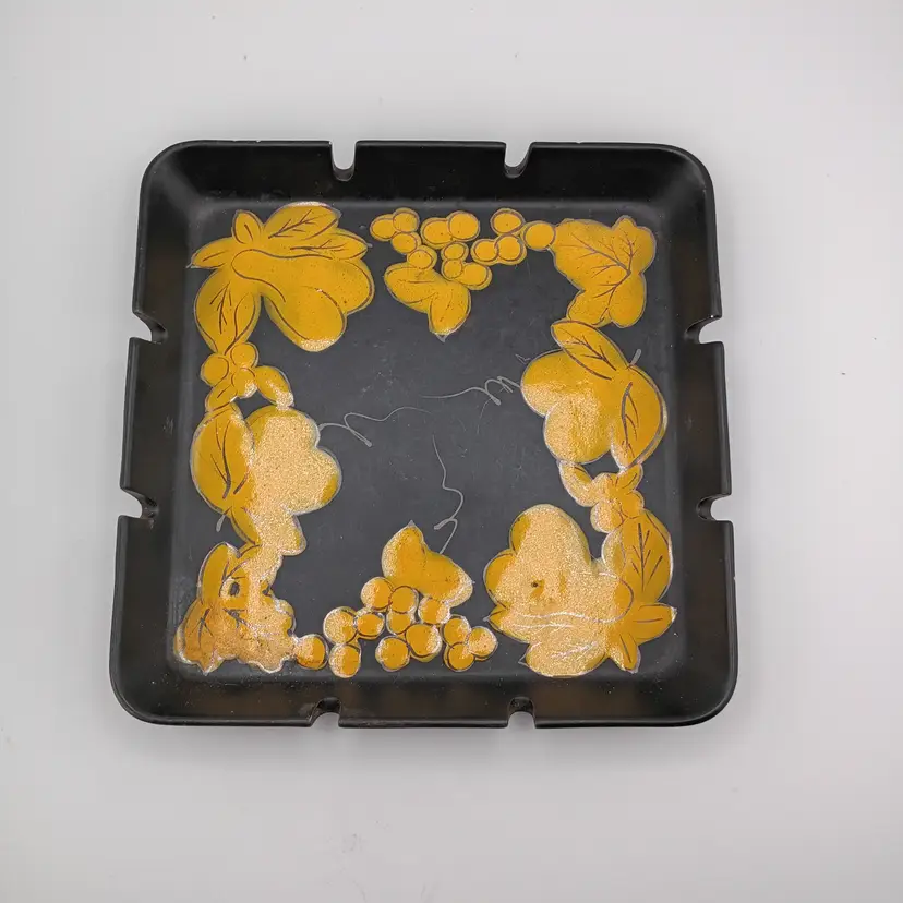 Large ashtray/trinket dish with fruit decoration
