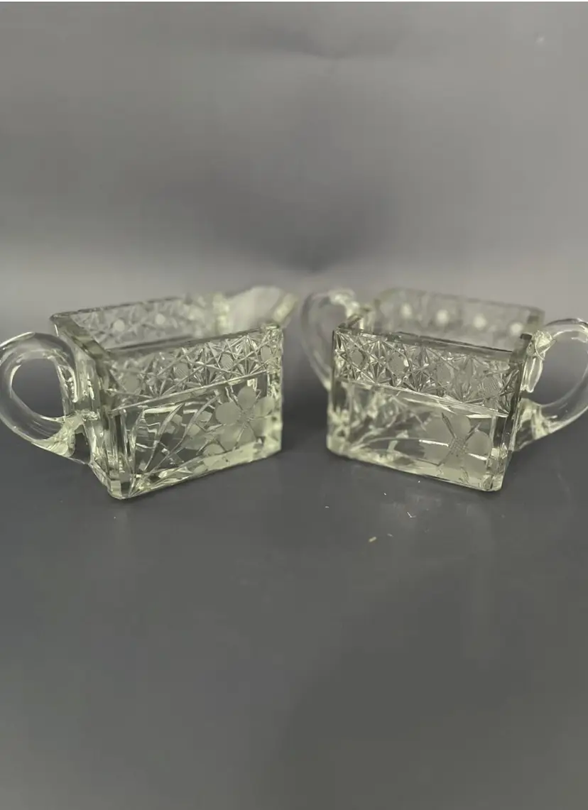 Antique U.S. Glass Illinois Creamer & Sugar Set | EAPG No. 15052 | 1897