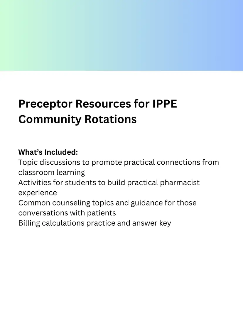 *BUNDLE Preceptor Resources for IPPE Community Rotations