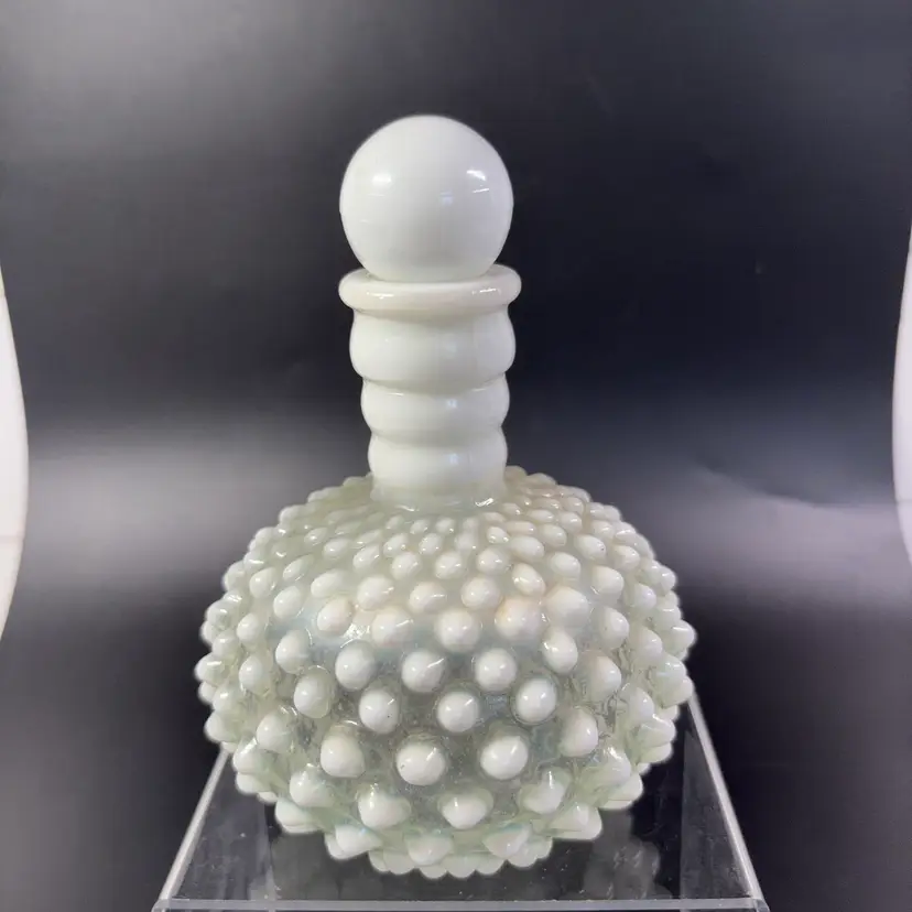 White Milk, Glass, Moonstone, Hobnail Perfume Bottle