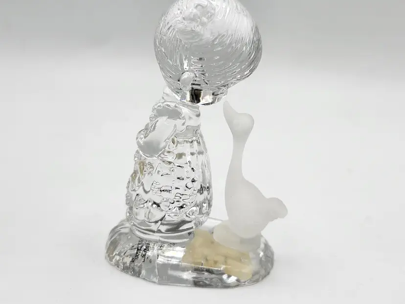 Precious Moments Crystal Figurine Make A Joyful Noise 1990 Girl Goose Foot Base