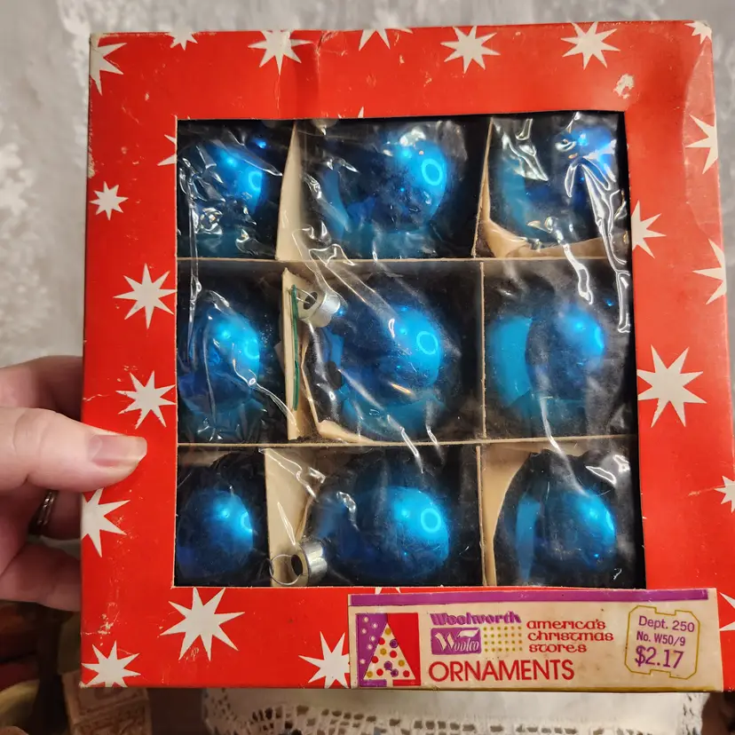 Boxed Blue Christmas Ornaments