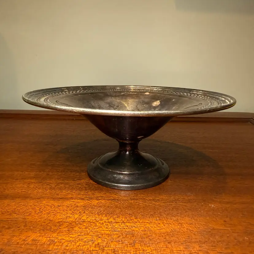 Plymouth Silver Co. Silver on Copper Pierced Pedestal Compote Bowl