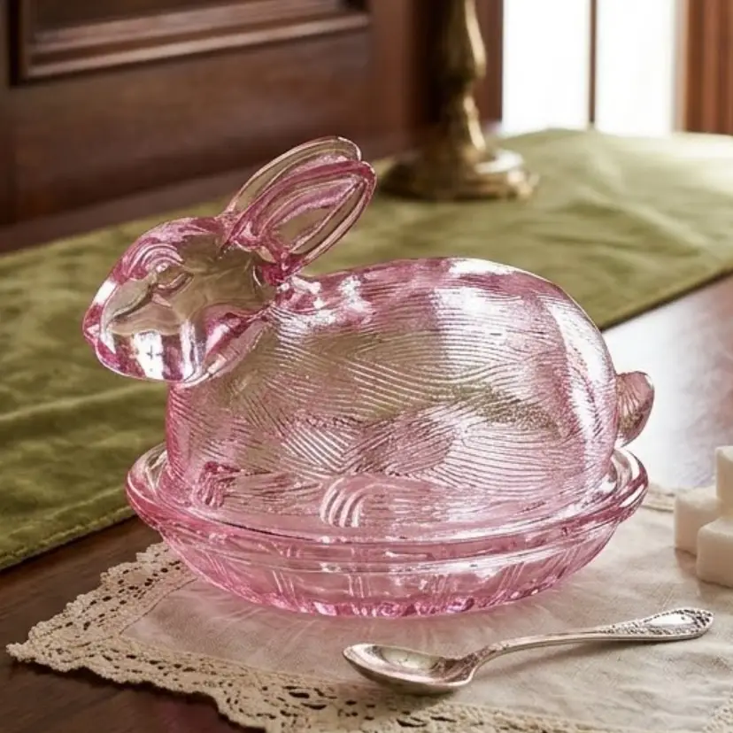 52. Pink Bunny On Nest Candy Dish