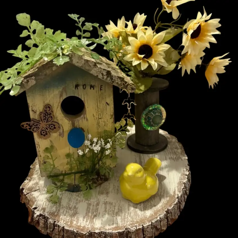 Up-Cycled Shabby Chic Bird House Vignette All Items Included
By Belissa