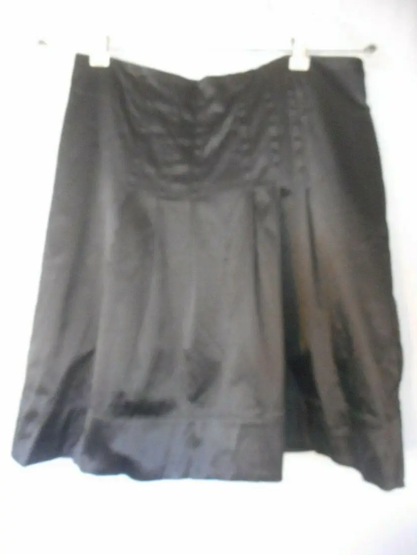 H&M lined Skirt Size 10 Black with pleated front satin look