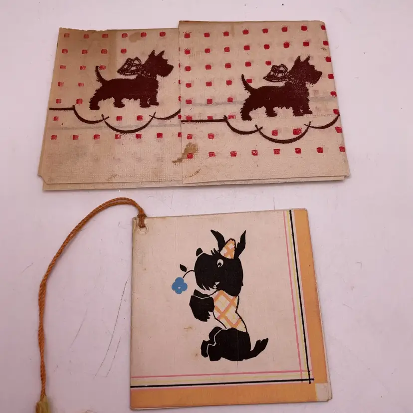 PP4 VTG Scottie Scottish Terrier Dog Tally Card and Napkin Lot of 2