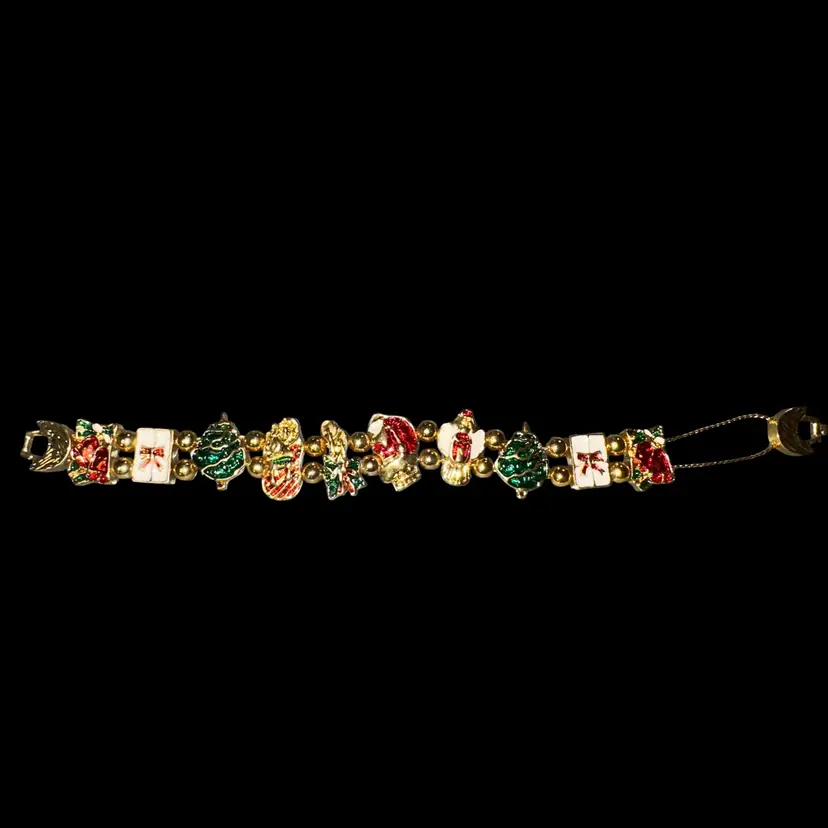 Goldtone Christmas 7” Slider Bracelet