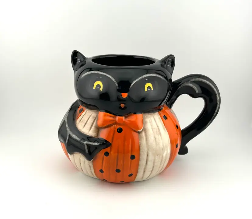 Johanna Parker For Transpac Pumpkin Peep Bat Halloween Mug 6.5”x 5”x 4.75”