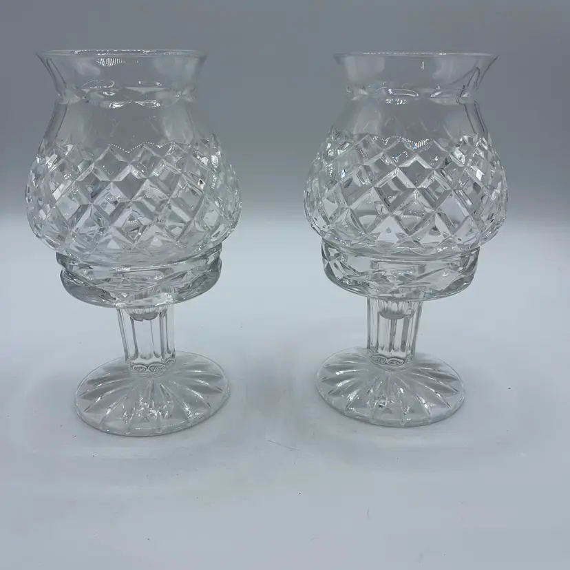 Crystal Hurricane Candle Holder Set. Set Of 2  7.25”