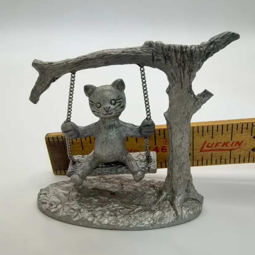 🔔 Mini Pewter Cat On Swing