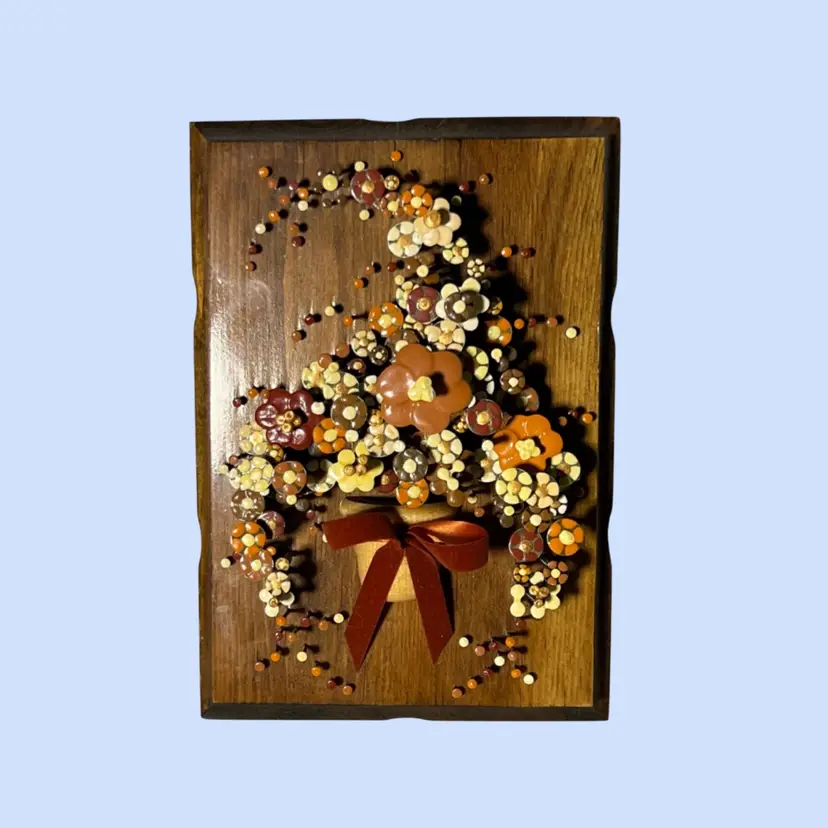 #432- Vintage Nail Wall Art Flower Plaque The Original Pol-O-Craft designed by Pauline A. Owens 1970s