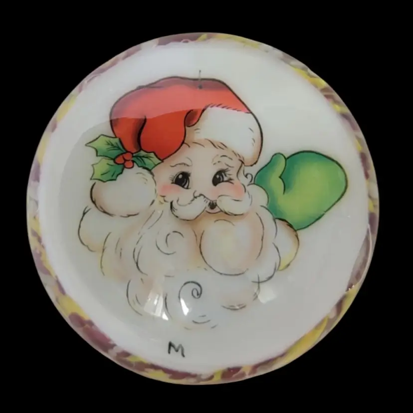 M Gibson By Mosser Art Glass Santa Layered Encased Paperweight
