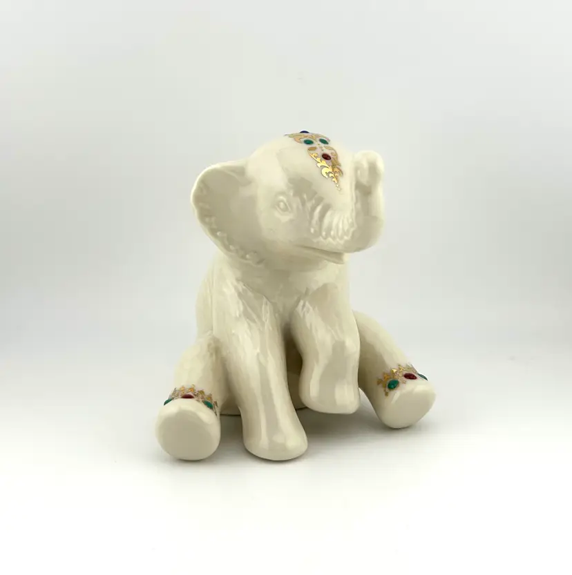 Vintage 1992 Lenox China Jewels Sitting Elephant 4”x 4”x 4.5”
