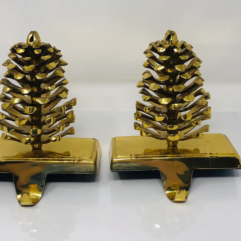 Brass Pinecone Stocking Holders