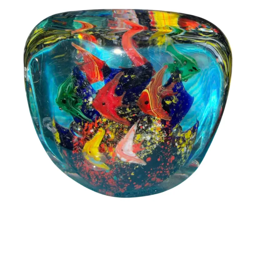 #40 …. Colorful Fish Aquarium Art Glass Paperweight