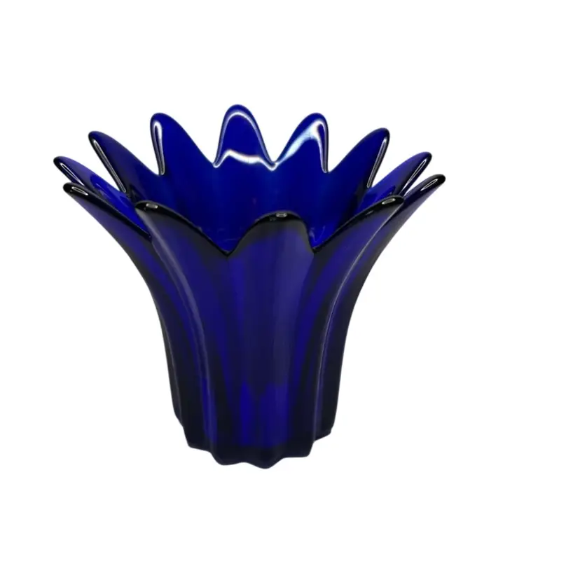 Studio Nova Cobalt Blue Glass Votive Holder Of Vase Tulip Shaped 4 1/4” Tall